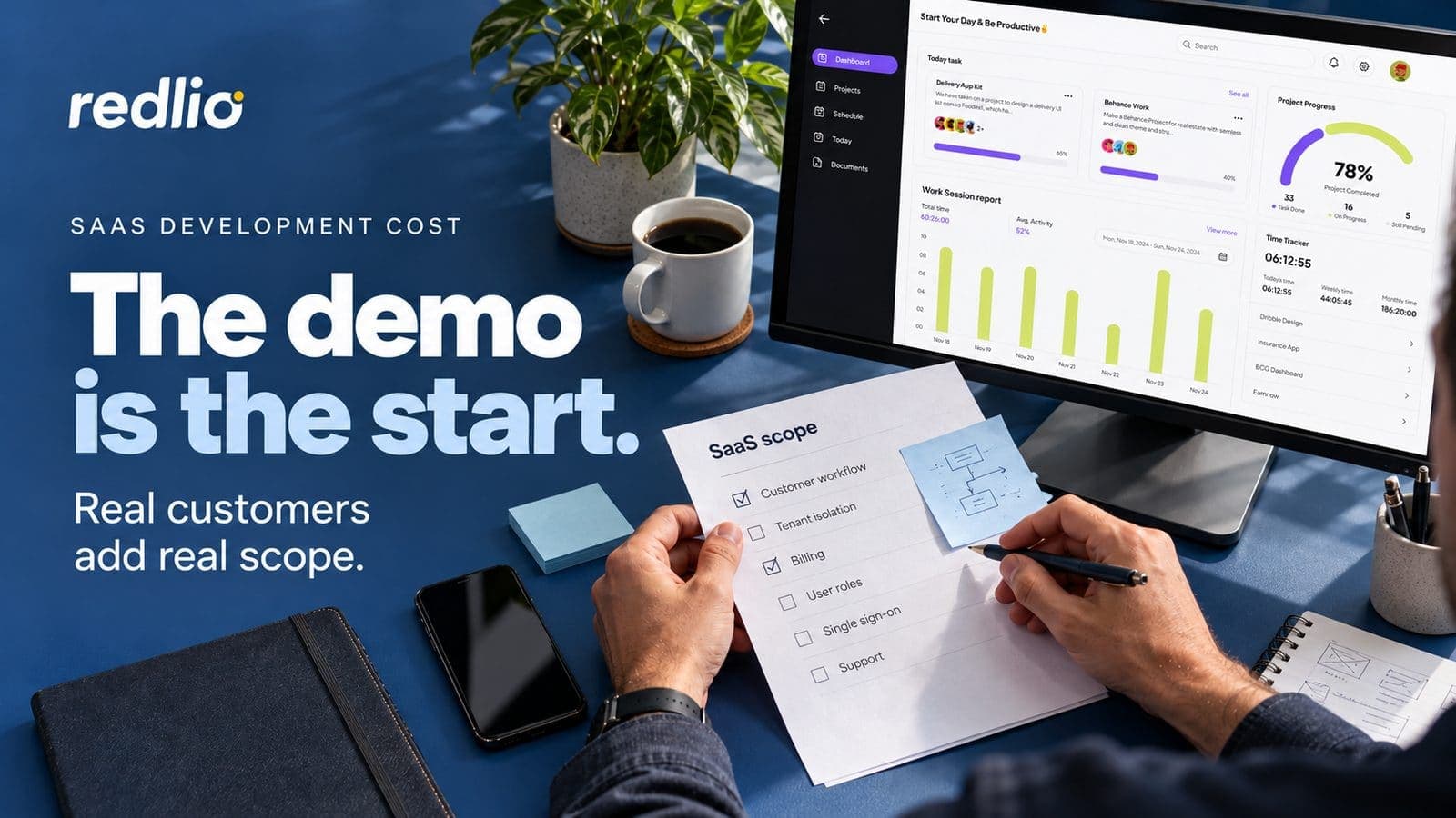 Planning SaaS scope beyond the demo, including tenancy, billing, roles and support