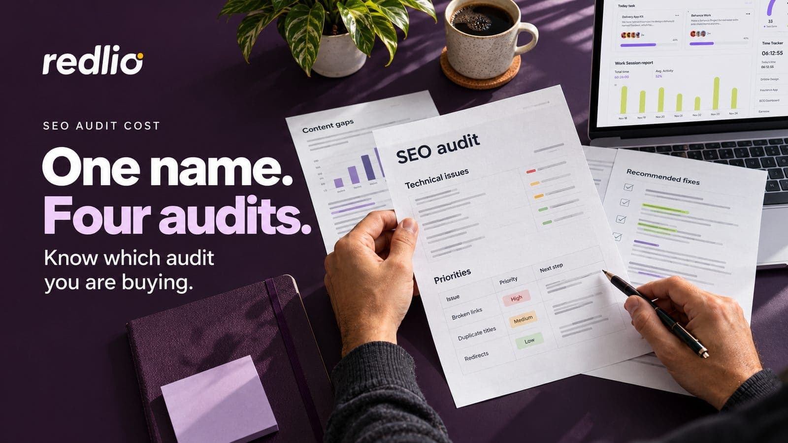 Reviewing SEO audit reports to compare technical findings, priorities and recommended fixes