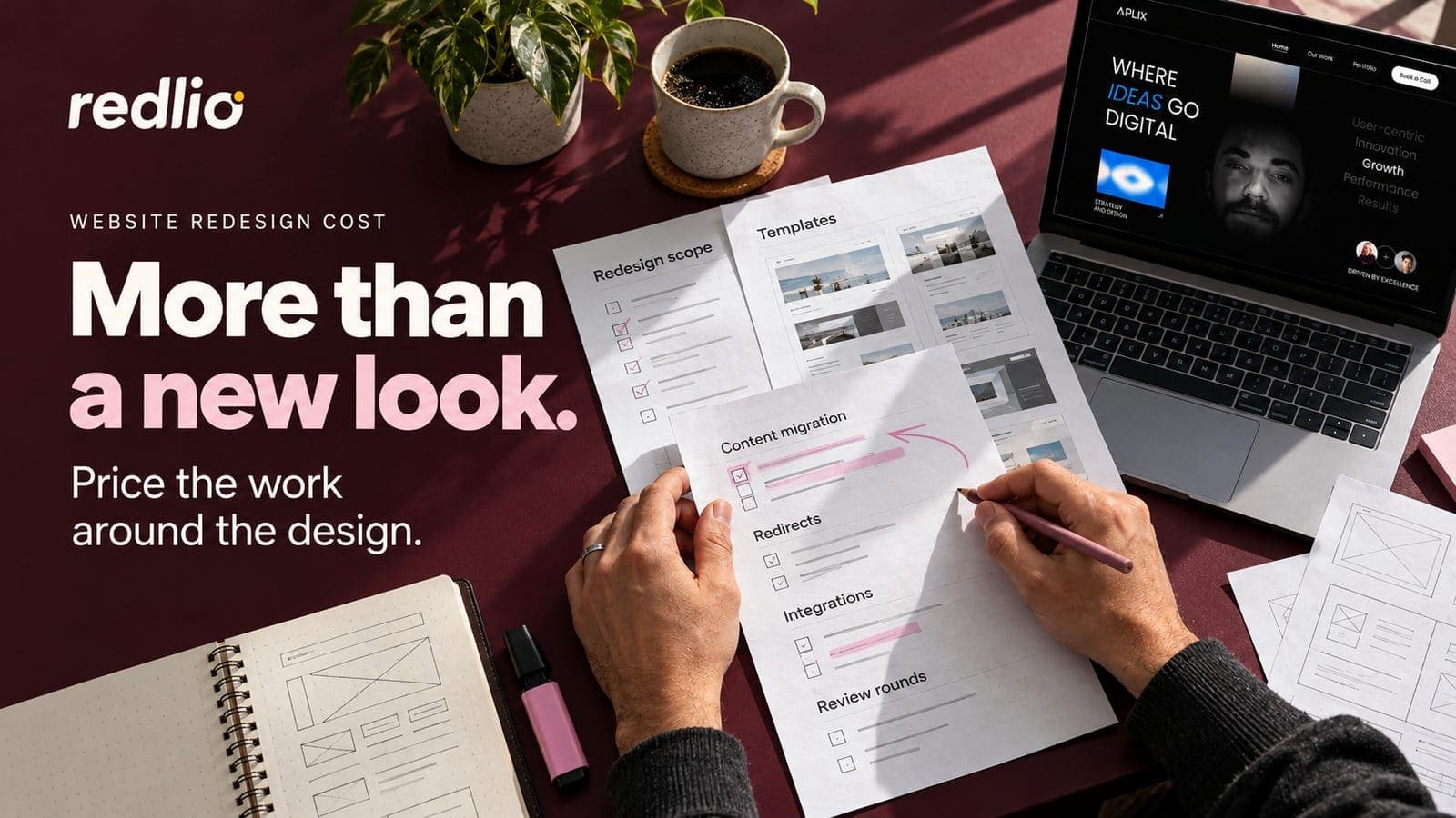 Reviewing website redesign templates, content migration, redirects and integrations