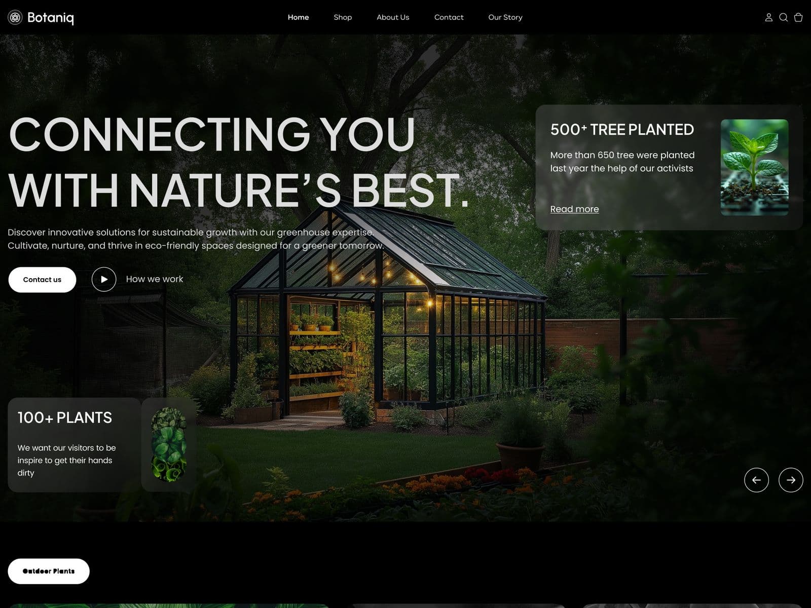 A plant nursery landing page designed by Redlio Labs