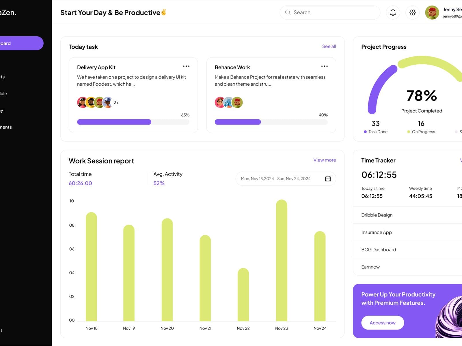 A project management dashboard designed by Redlio Labs