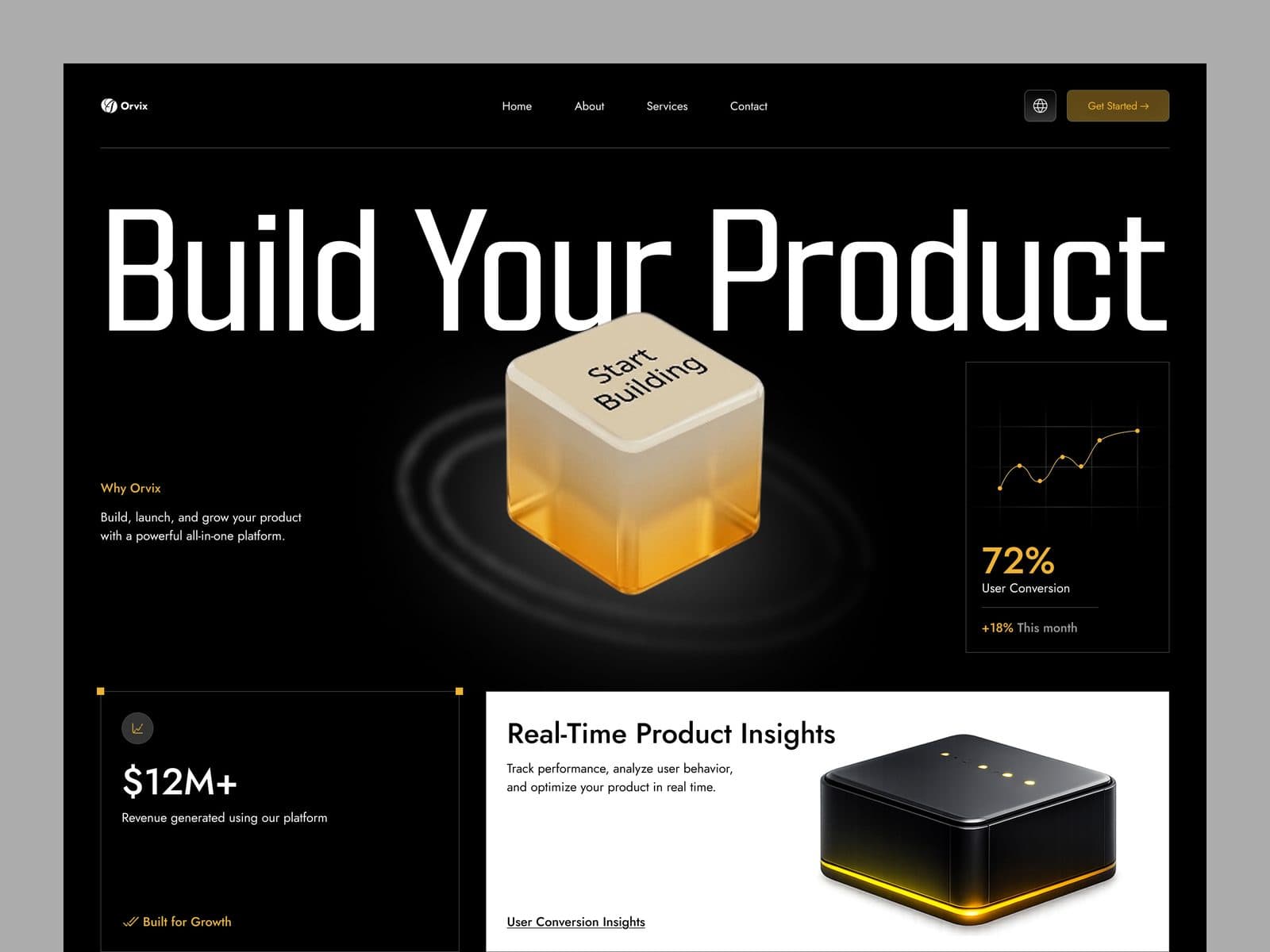 Orvix, SaaS landing page, saas design