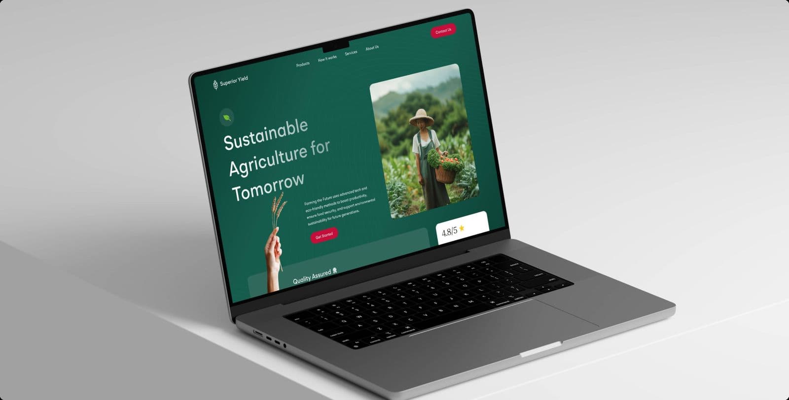 The Superior Yield homepage on a laptop