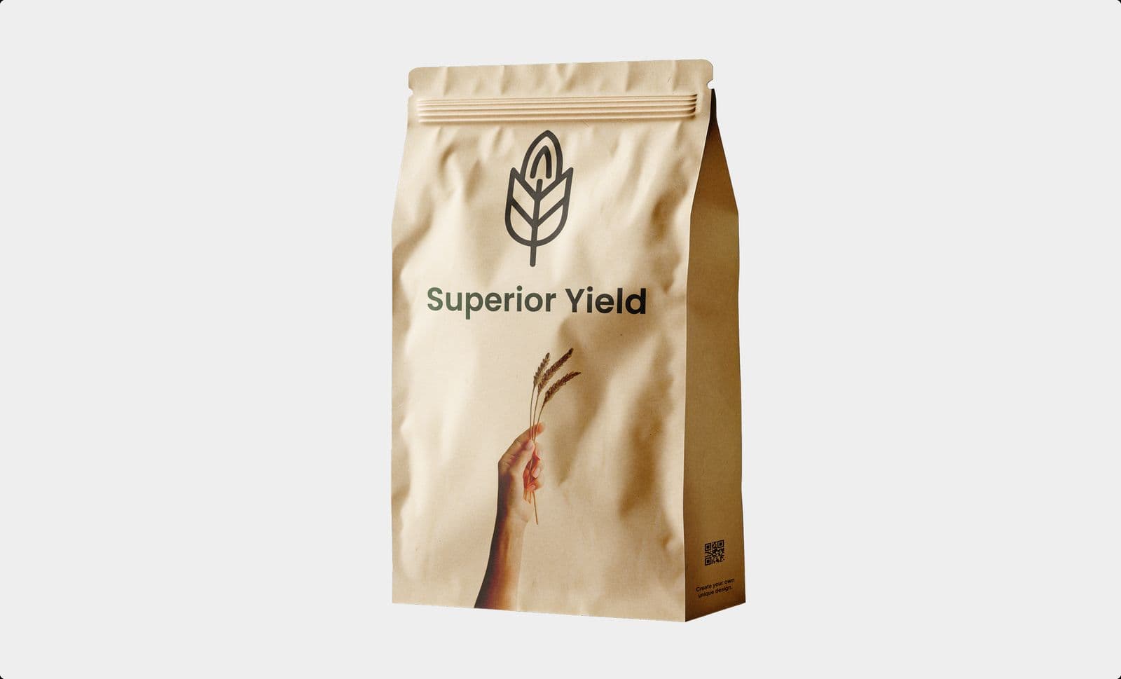 A paper product bag carrying the Superior Yield mark