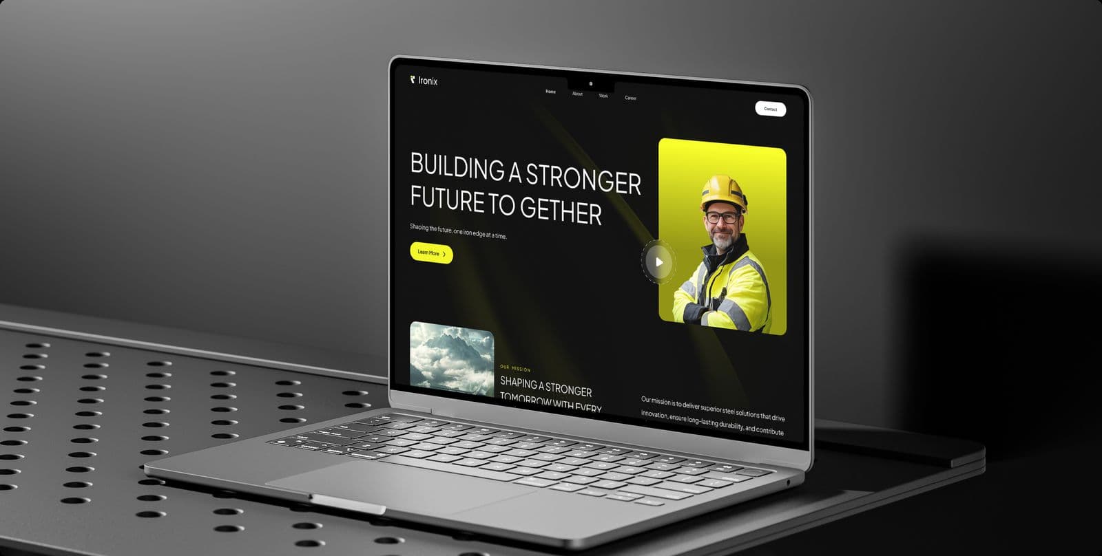 The Ironix website on a laptop, with the headline Building a Stronger Future Together