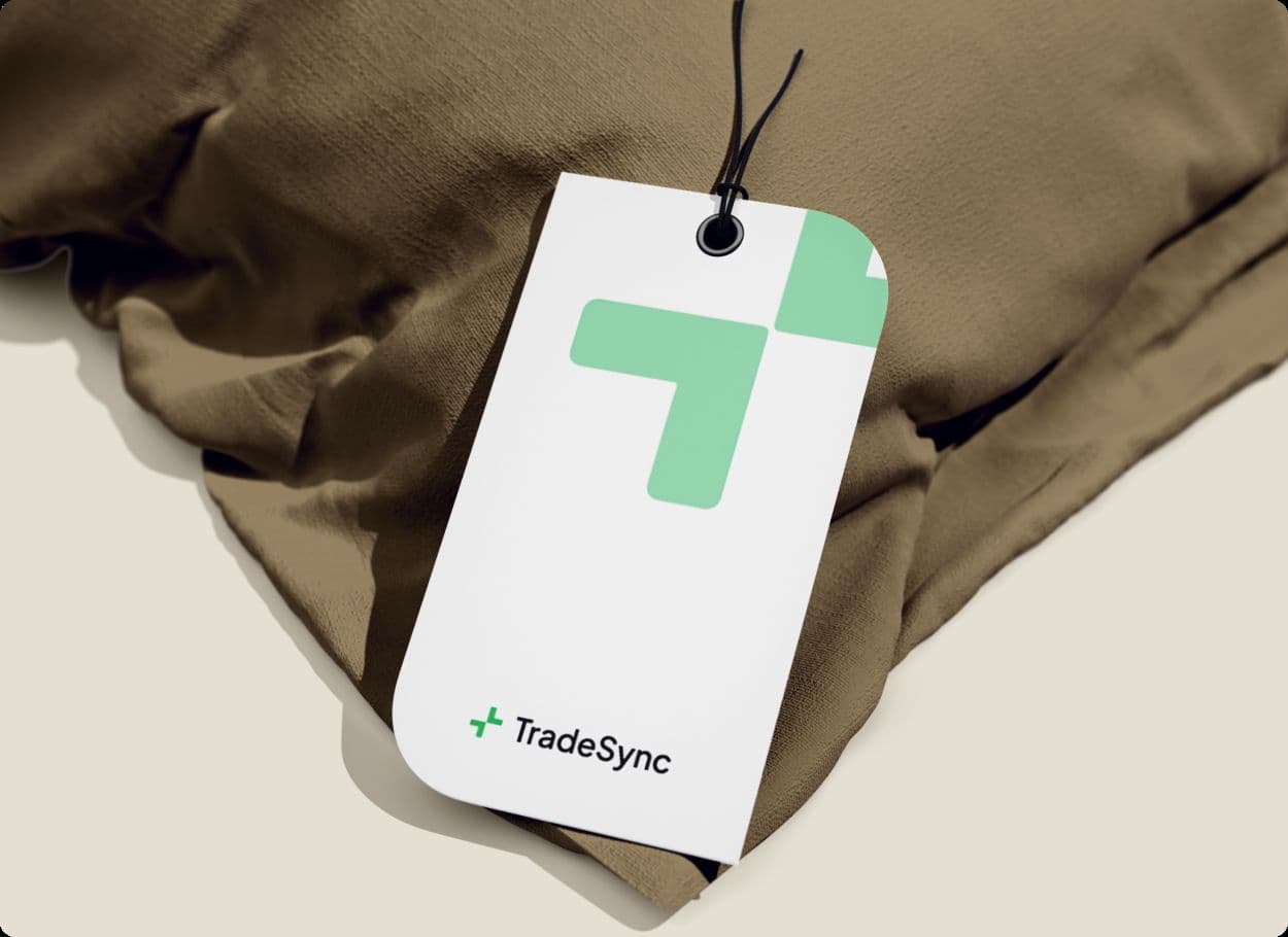 The TradeSync mark on a paper tag