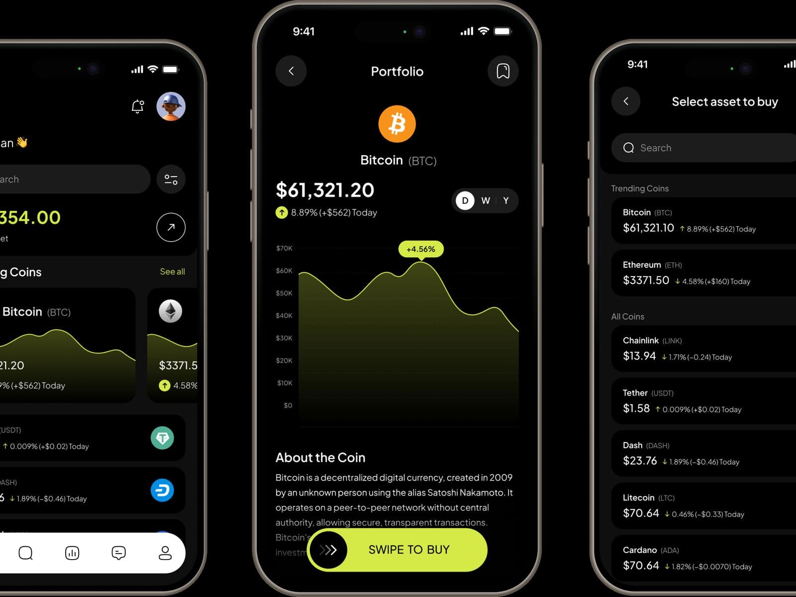 A crypto wallet mobile app designed by Redlio Labs